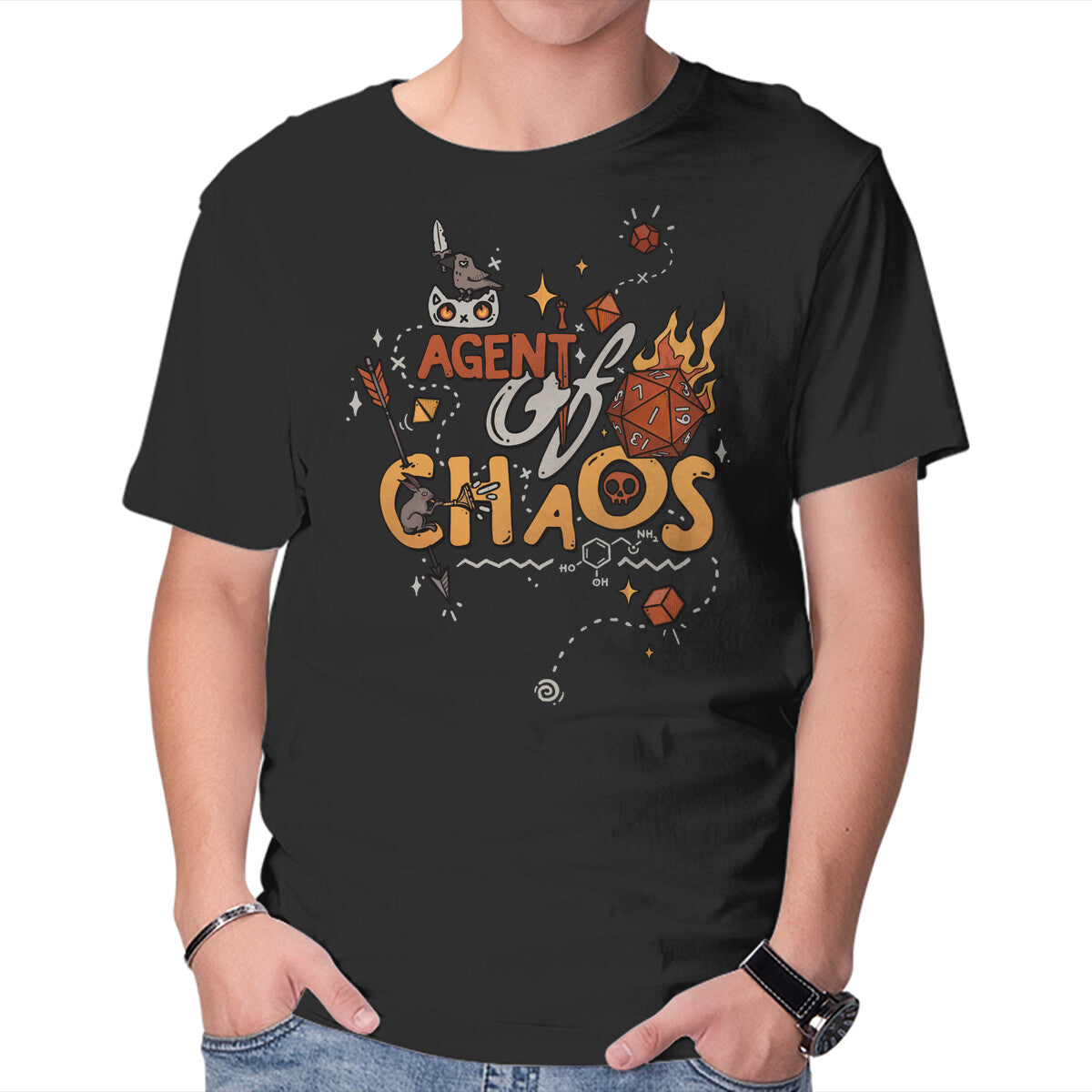 Unisex Crew Neck T-Shirt Agent Of Chaos Graphic Short Sleeve Casual Tee XXXXL