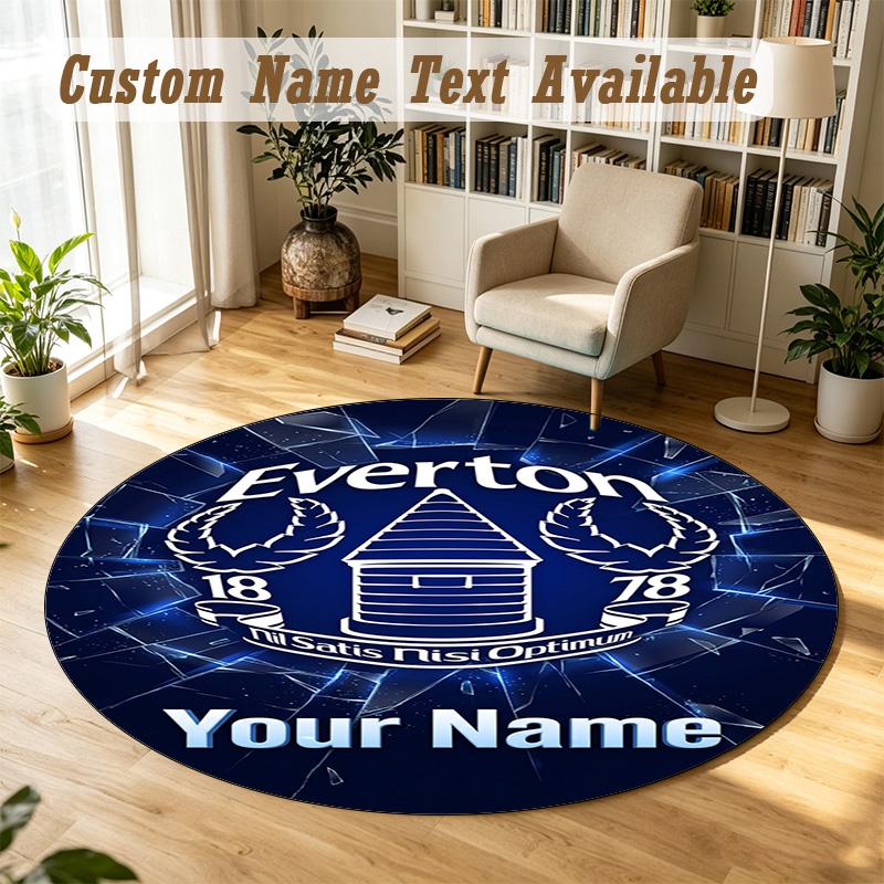 Round Rug Custom NameEverton FC Pattern Non Slip Carpet Home Floor Decor