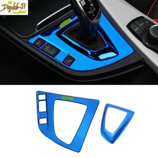 Blue Steel Central Console Gear Shift Cover Trim For BMW 3 4 Series GT 2013-