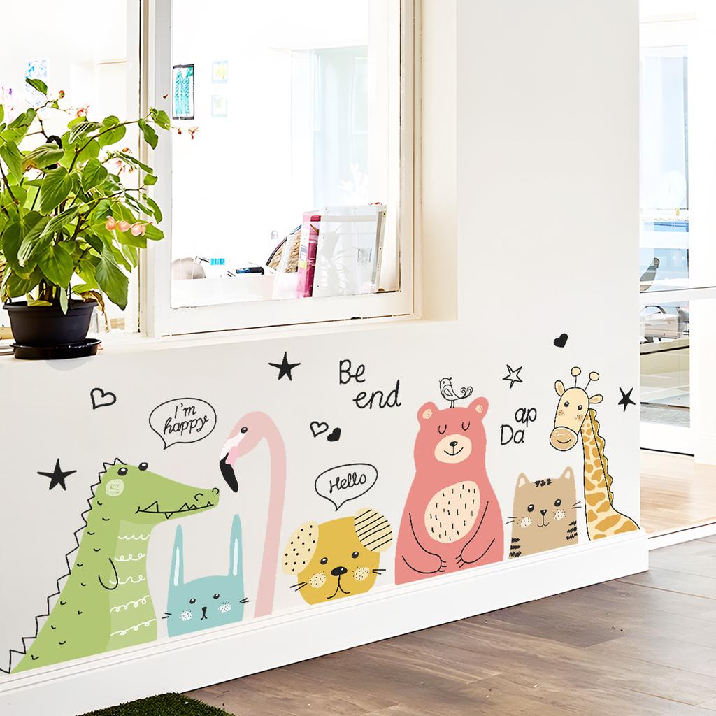 Little Animals English Quote Wall Sticker Removable Background Decor for Bedroom Living Room Home Decoration