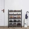 SONGMICS 5 Tier Metal Mesh Shoe Rack with Flat Angled Shelves, Large Stackable and Adjustable Boots Storage Organiser in Hallway Closet LMR005B, Black