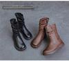 2024 Women's British Style Flat-Sole Velvet Mid-Length Martin Boots for Autumn and Winter