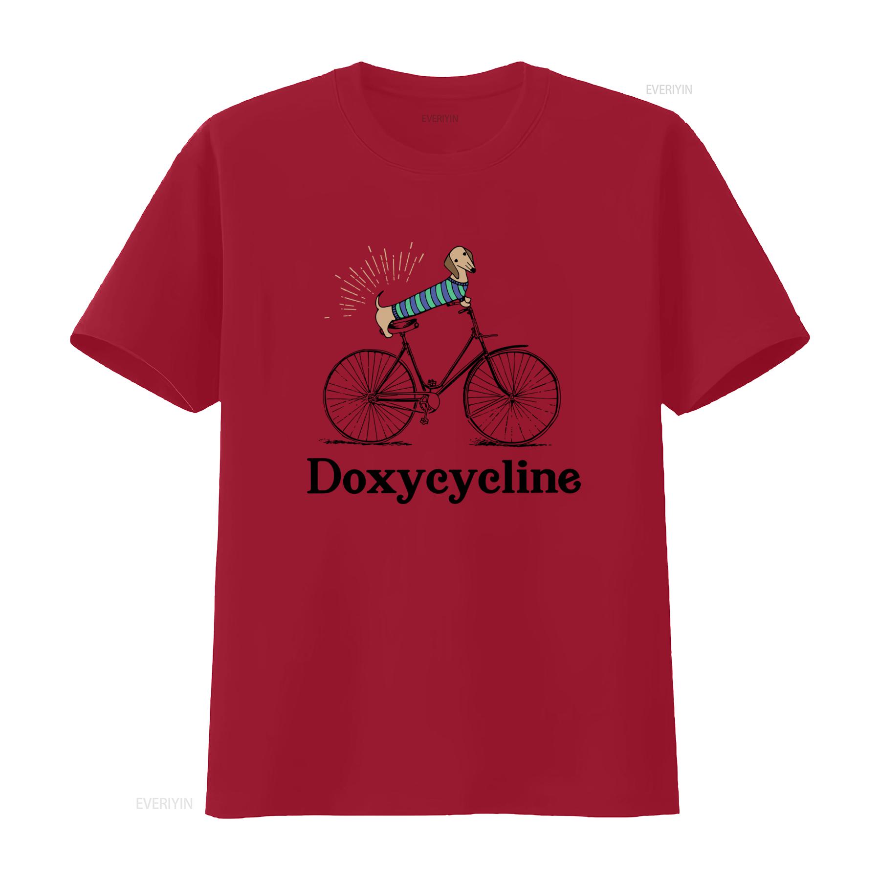 Doxycycline T Shirt Dachshund on Bike Design Funny Vet Student for Dad Mom vintage Washed Slightly Breathable streetwear Soft S