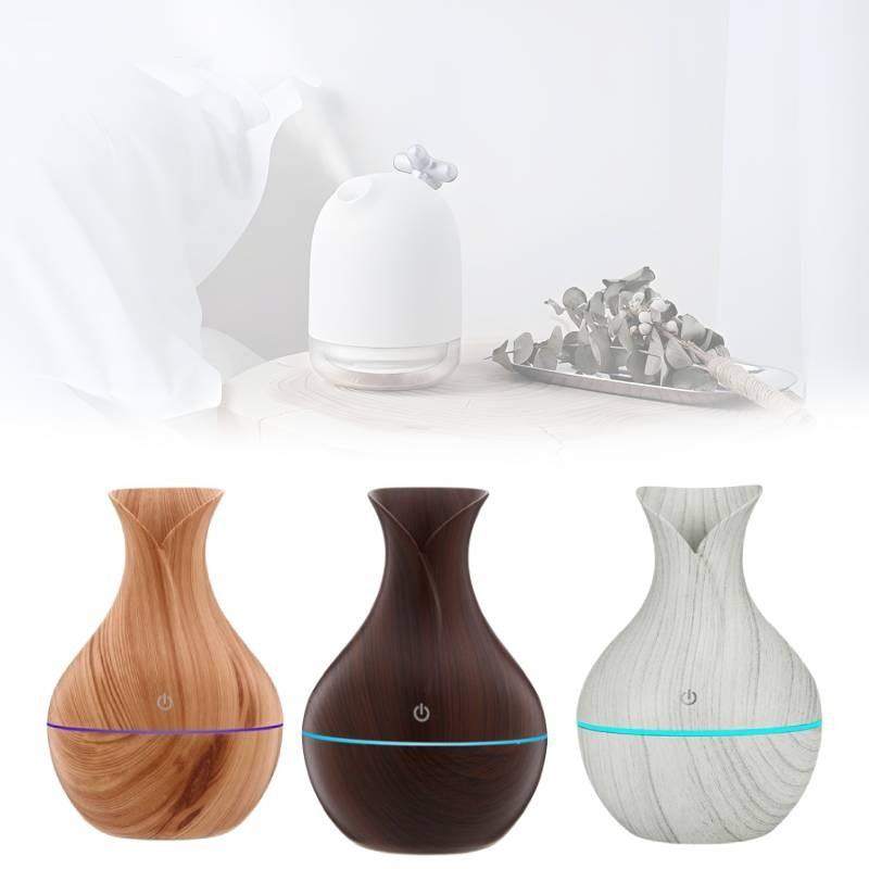 Vase Humidifier Shaped With Wooden Pattern Light Wood Ultrasonic Purifier Air