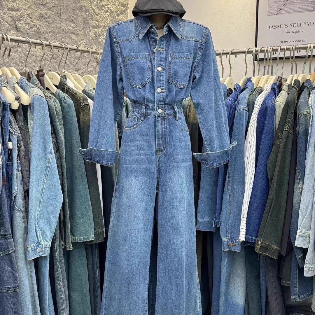 

Women s Casual Spring Denim Jumpsuit with Stylish Niche Design Small синій
