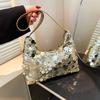 Popular Niche Design Large Sequined Tote Bag 2025 Spring and Summer Fashion Casual New Foreign Style Shoulder Armpit Bag