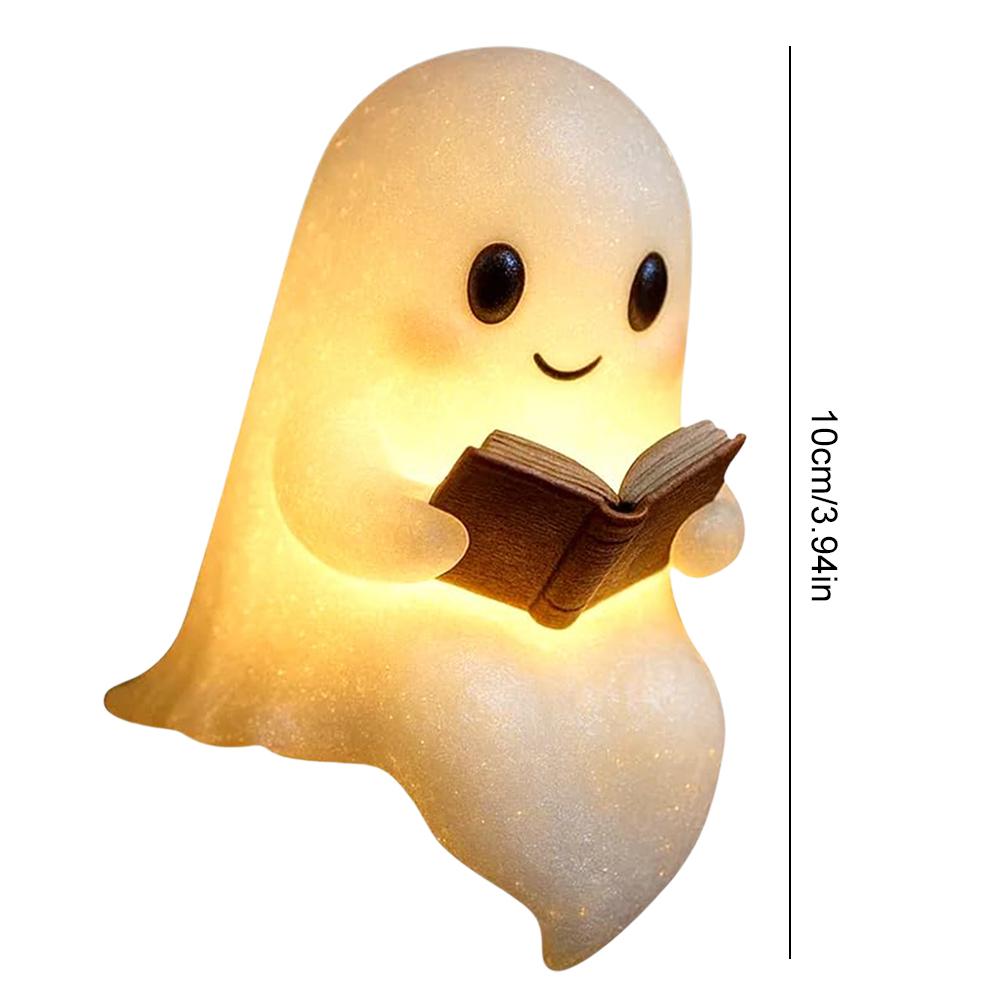 Cute Ghost Reading Book Lamp Halloween Ghost Night Light Ghost Reading Night Light Halloween Decor for Bedroom Study Room Reader