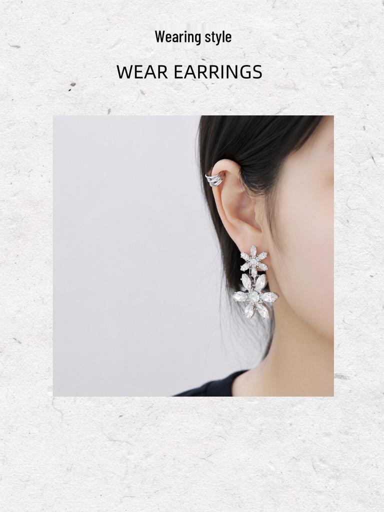 High-End Crystal Flower Stud Earrings: Elegant, Luxurious, Versatile for Any Occasion