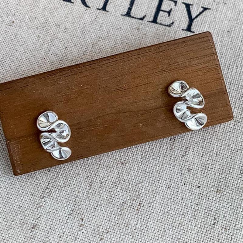 

Compact and Personalized Pleated Wave Earrings срібний