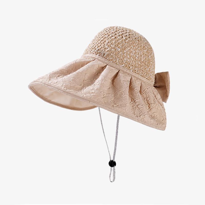 

Korean Style Chic Sun Hat For Women With Large Brim And Bow Detail