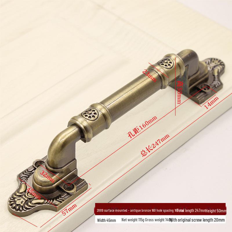 Antique Copper Exposed Barn Door Handle: Punch-Free Heavy-Duty Design for Wooden Doors