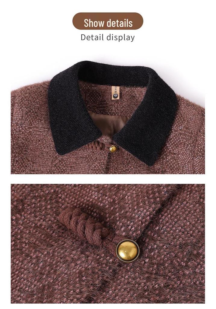 Autumn Woolen Lapel Coat for Middle-aged and Elderly Women: Age-Reducing, Stylish, Noble Temperament