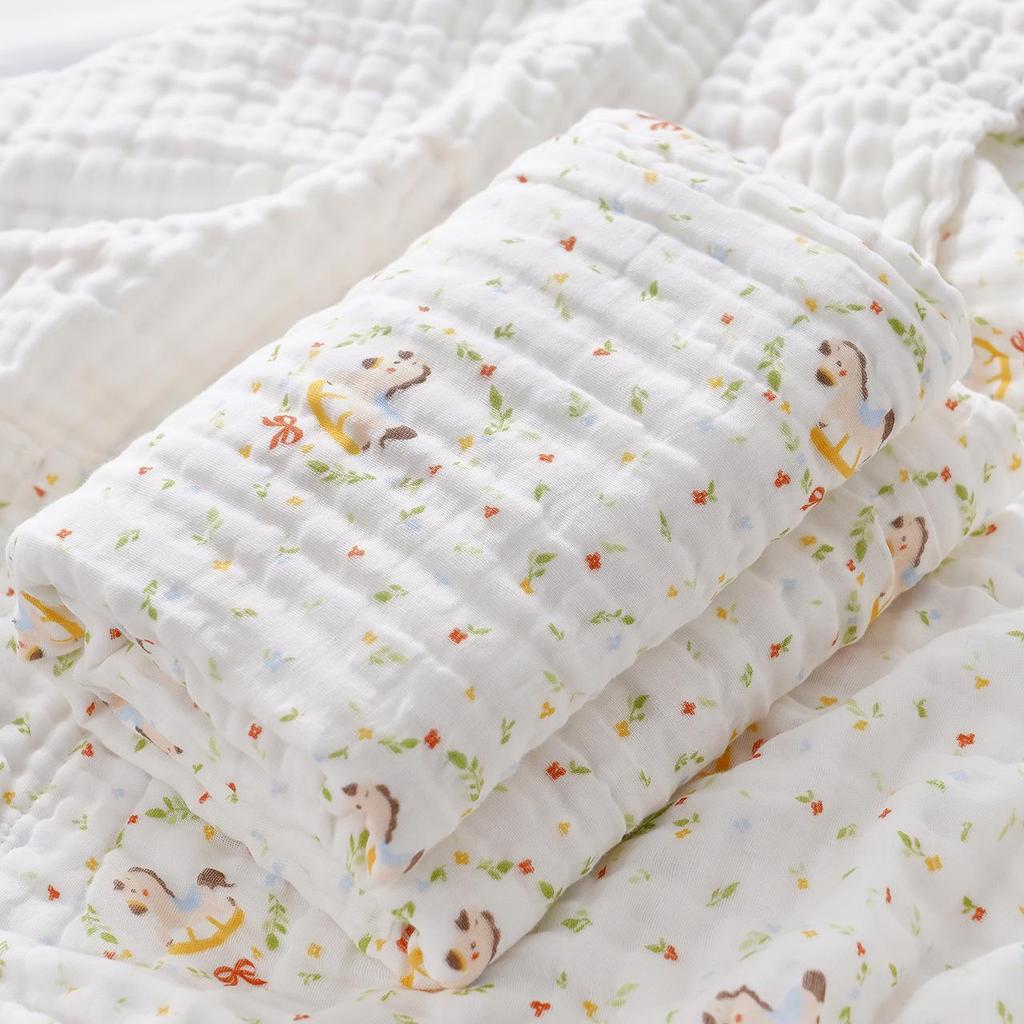 High-Density Six-Layer Pure Cotton Baby Bath Towel and Swaddling Blanket for Newborns and Children