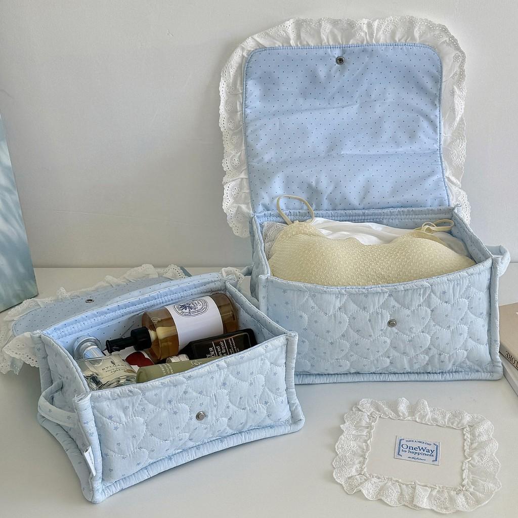 Basic Storage Basket With Magnetic Lid For Bedroom And Dorm Room Organization With Star Pattern Print