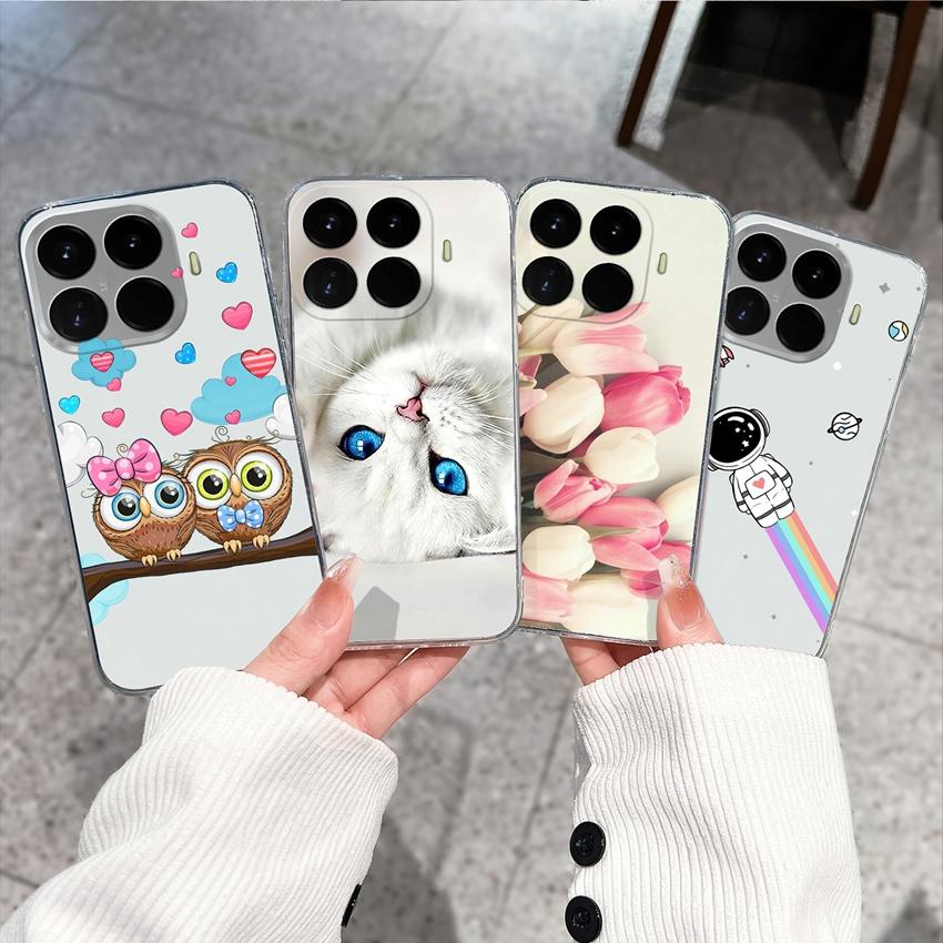 Cases For Redmi 17 17C / Xiaomi 17T Pro / 17 Pro Max 17 Ultra 17 Max Cute Girl Label Pattern Phone Covers Transparent TPU Ultrathin Lightweight Bumper