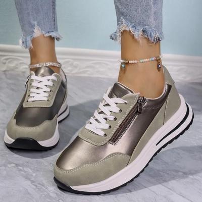 Schuhe für Damen 2025 Neue Mode Lässiger Sneaker Damen Chunky Sneakers Mix Color Plateau Sportschuhe Reißverschluss Laufschuhe
