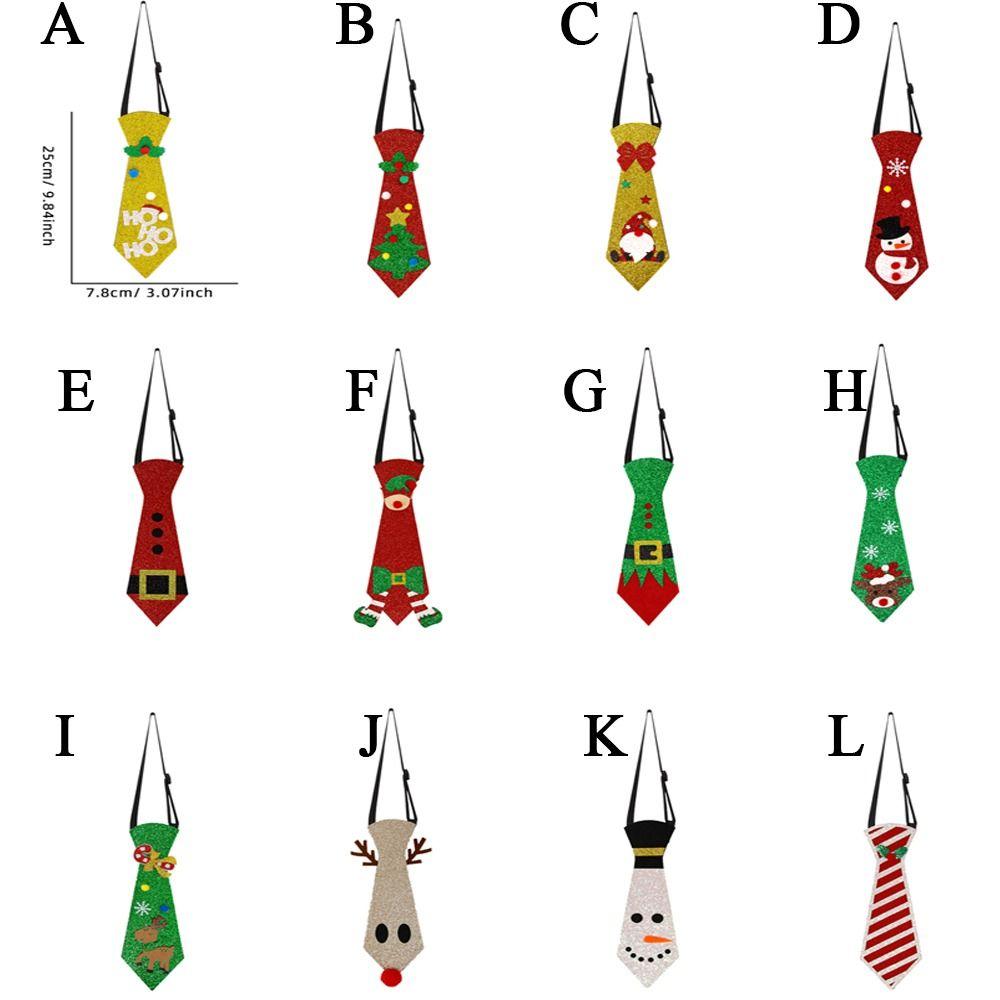 Adjustable Christmas Tree Felt Tie 12 Types Snowman Elk Tie Felt Christmas Ties  Merry Christmas