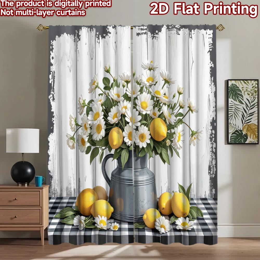 1pc 2D flat Photography Backdrop Popular Photography Backdrop Daisies and Lemons Arrangement 100% Polyester Party Decorations 100×220