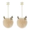 Cute Sweet Winter Winter Plush Ball Dangle Earrings for Women New Exquisite Moose Snowflake Earrings Christmas Accessory Gift