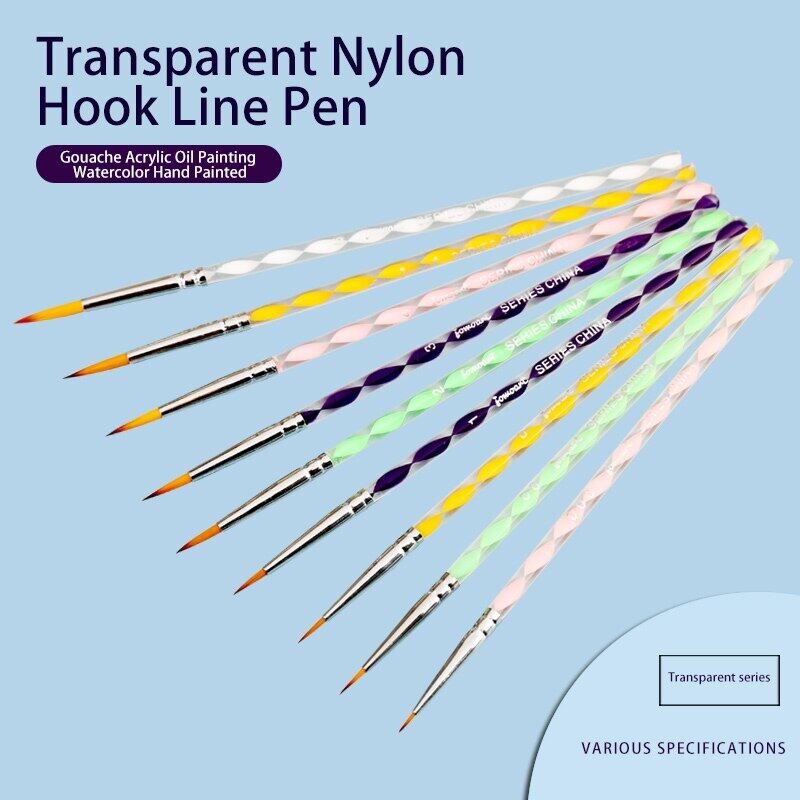 JOWOART Kunstpinsel mit sehr feiner Spitze, Nylonhaar, 9-teilig, Aquarell, transparente Farbe, Stab, Hakenlinie, Strichstift, Zeichnungszubehör