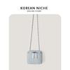 Niche Design Diamond Grid Embroidery Thread Small Fragrant Style Denim Chain Small Bag Simple and Versatile Crossbody Bag