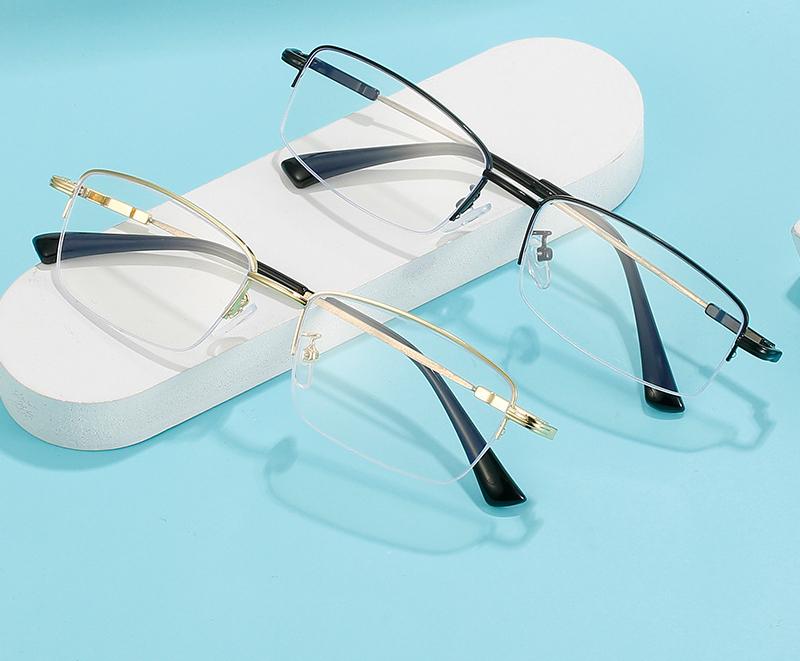 New Business Half-Frame Sqaure Myopia Glasses for Men Women Ultralight Anti Blue Light Finished Prescirption Eyewear Gafas