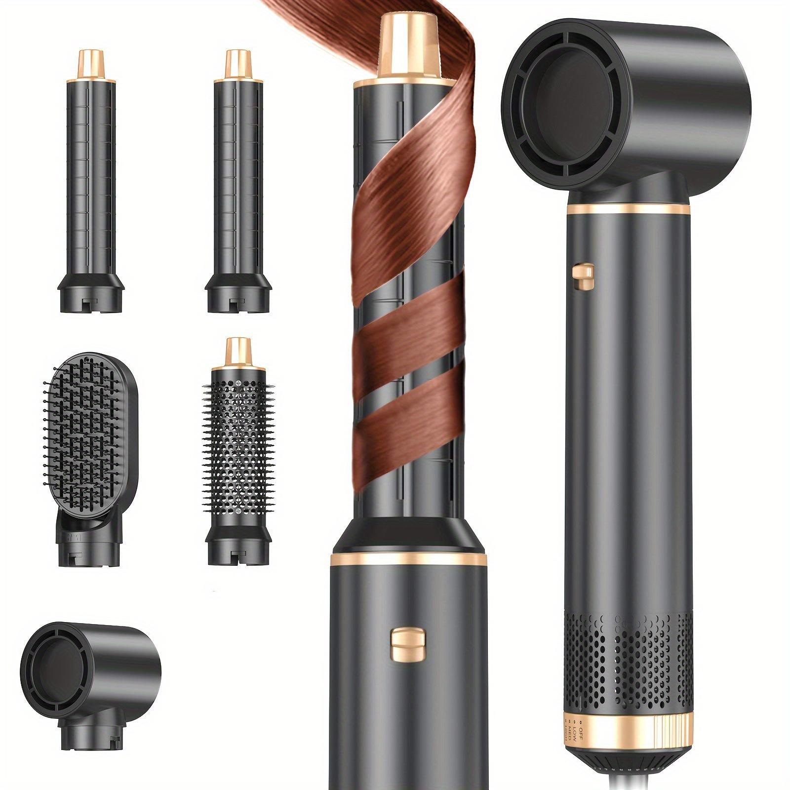 

Щетка для укладки волос 5-в-1 с технологией термоукладки и отрицательных ионов - Фен, Завивка и Выпрямление Многофункциональный стайлер - Идеальный праздничный подарок чёрный