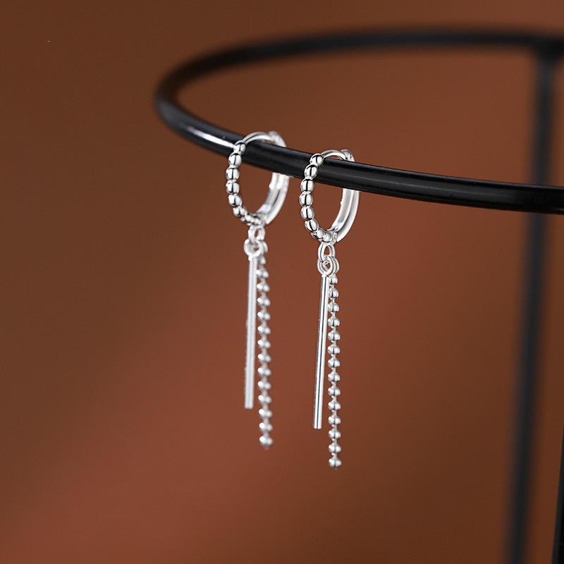 925 Sterling Silver Tassel Ear Cuff Stud Earrings - Women's Niche Design, 2022 Autumn Collection