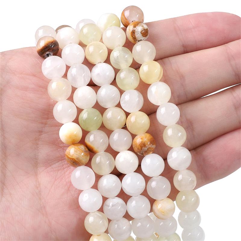 Korálky z přírodního kamene 4/6/8/10 mm Bílý Zelený Nefrit Syntetické Kulaté Volné Distanční Korálky Pro Náramek Náhrdelník Vlastní výroba šperků