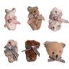 Bowknot Bear/Rabbit Brooch Elegant Lapel Pin Accessory Plush Badge Bag Ornaments