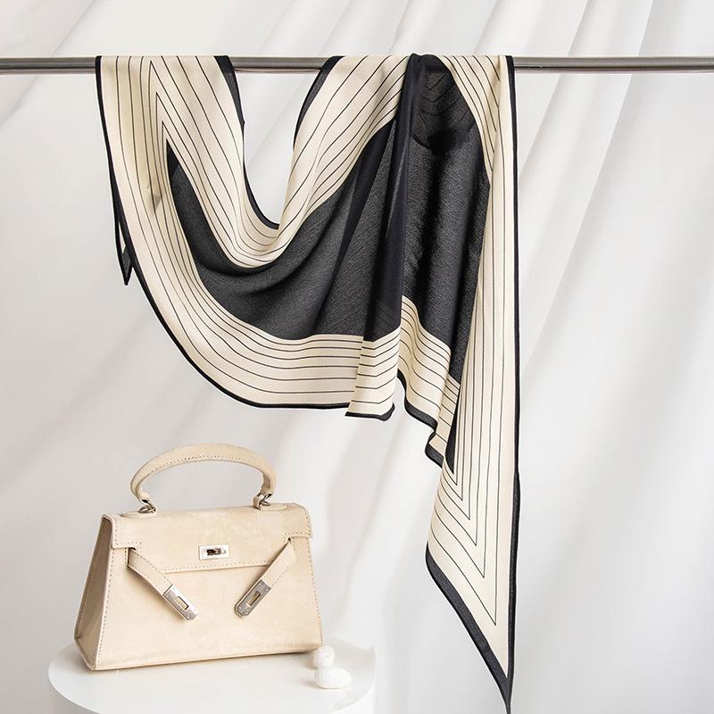 Autumn Double Crepe Silk Scarf: Versatile Casual Neck Warmer & Sun Protection Shawl for Women