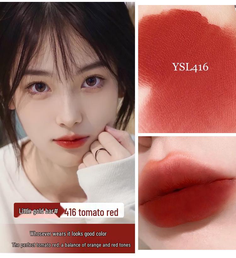 YS Luo Jiakou Gold & Little Black Bar Lipstick Set (1966 21, 314, 302) - Genuine YSL Cosmetics for Women
