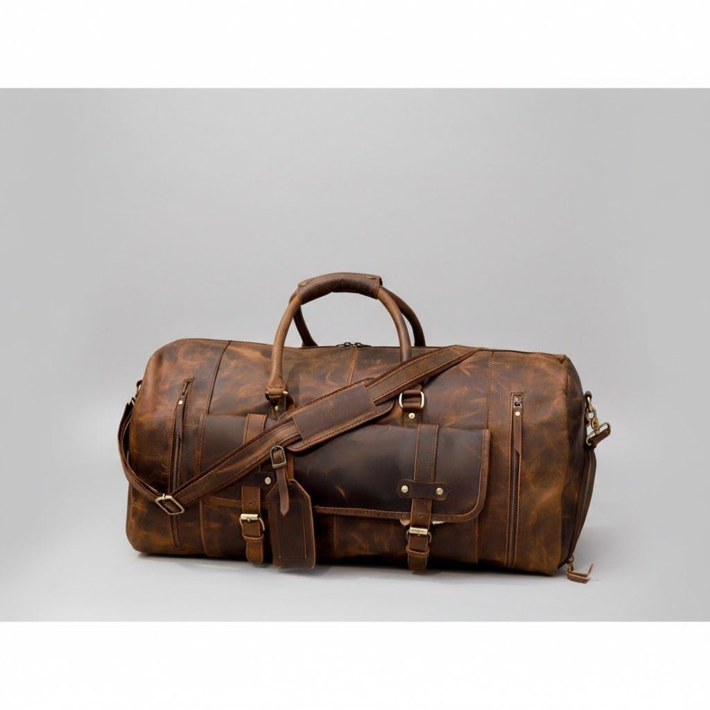 Handmade Leather Travel Bag Duffel Gym Bag, Leather Holdall, Overnight Duffel, Weekend Duffel, Large Luggage Unisex Gift