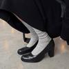 Krazing Pot Cow Skin Round Toe High Heels Summer Shoes Big Size 41 Women Modern Pumps