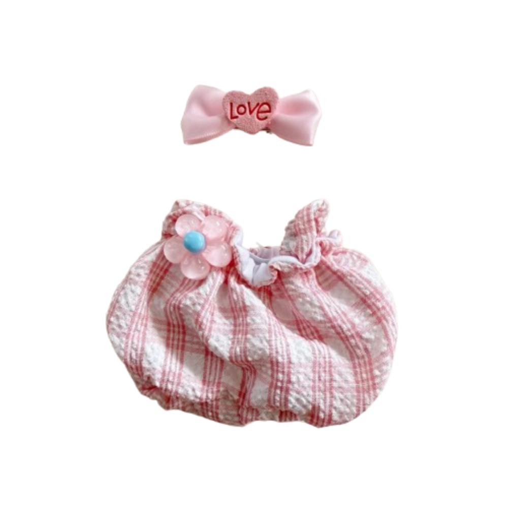 

Набор платья-пузыря Сидящий Лабубу Время Ткань Ручная работа 17 см Плюшевые куклы Одежда Детский подарок розовый