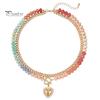 Preppy Aesthetic Beaded Necklace Women Layered Necklace, Heart Pendant Colorful Choker for Bohemian Jewelry Summer Beach Gift Mom Daughter Girlfriend