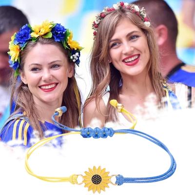 Bracelet Hand Woven Daisy Bracelet Yellow Blue Flower Bracelet