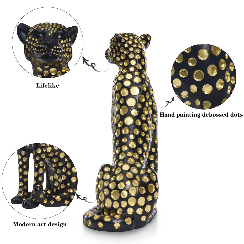 Modern Spotted Panther Resin Leopard Statue Animal Sculpture Luxury Home Decoration Office Cheetah Figurine Accessories for Desk