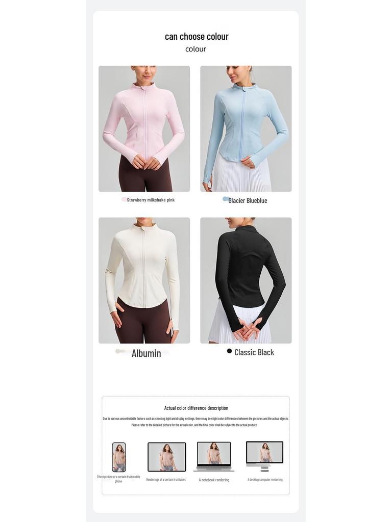 Women's Slimming Long Sleeve Stand Collar Sports Top - Elastic and Elegant Yoga & Running Fitness Jacket