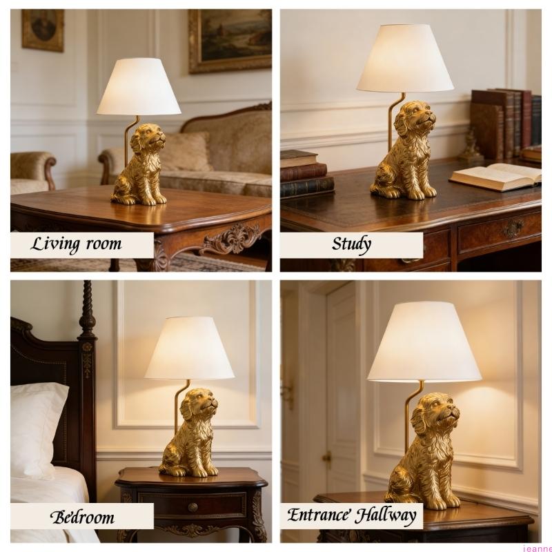 

Golden Retrievers table lamp with lampshade,a beautiful bedside lamp for the living room,living rooms,and bedside tab CN