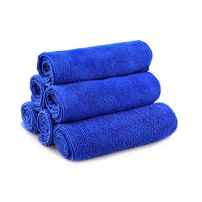 Microfiber Car Wash Towel, 30x30cm, Blue Edged Drying & Waxing Cloth.