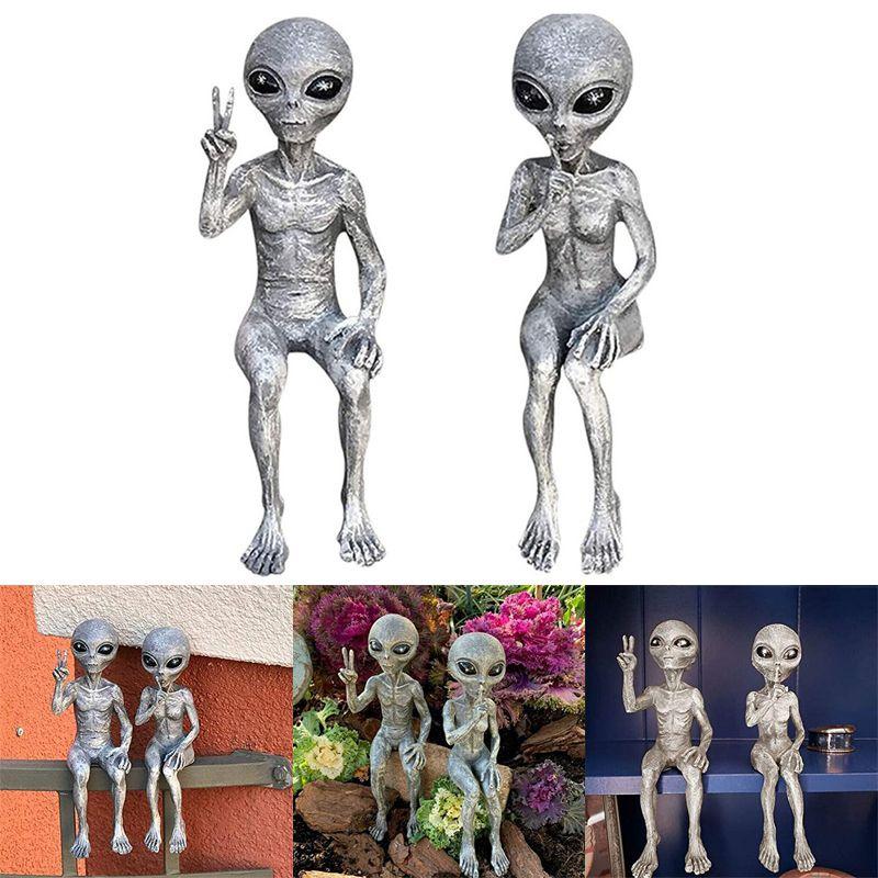 Outer Alien Space Garden Statue Figurine Ornaments Home Yard Sculpture Decor