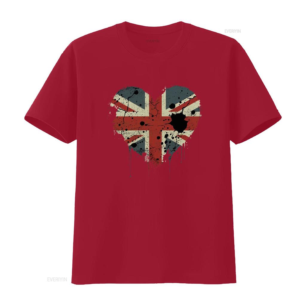 Stylish Love British Flag Union Jack Great Britain Team GB Mens Cotton T Shirt Vintage Washed Designer Clothes Breathable