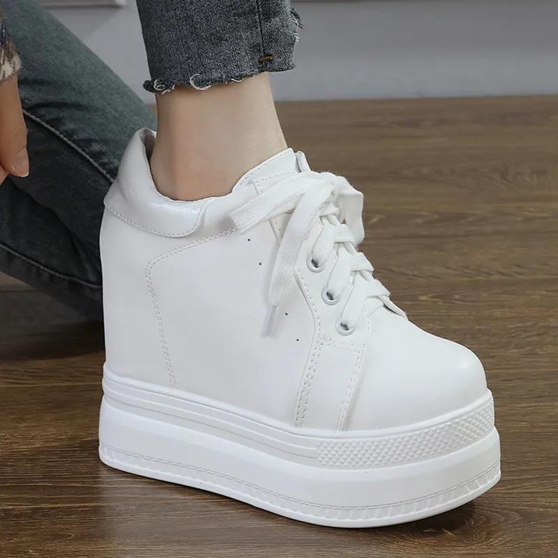 14CM Luxury Brand Ladies High Platform Wedge Boots High Heels Ankle Boots Women white Party Woman Fall Shoes Comfort