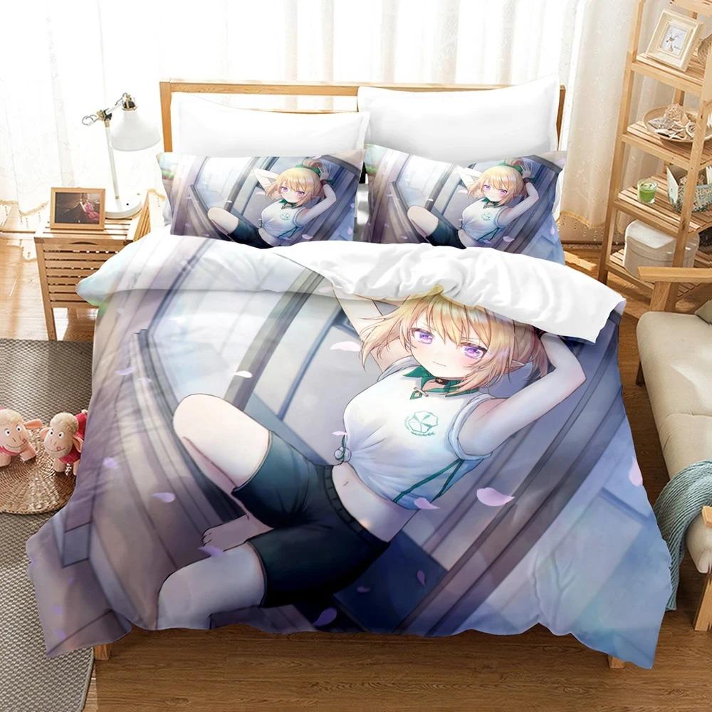 Anime Princess Connect ReDive Bedding Set Boys Girls Twin Queen Size Duvet Cover Pillowcase Bed Kids Adult Home Textileextile
