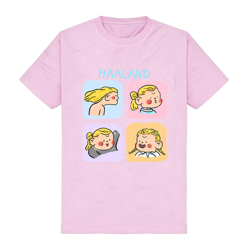 T-shirt Design in Stile Fumetto Haaland Estate Casual Larga Donna Uomo T-shirt Streetwear Unisex Grafica Merch Morbida Moda Cotone