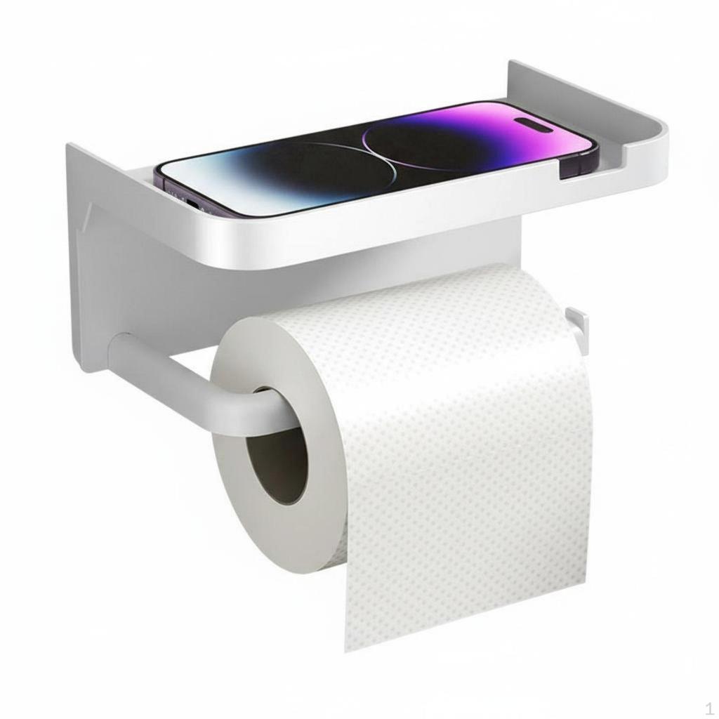 Toilet Roll Holder with Shelf Screwless Mounting Installation Tissue Dispenser Moistureresistant