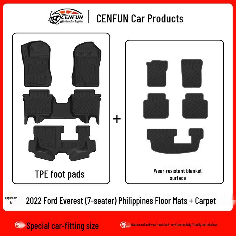 Ford Everest 2022 TPE Floor Mats: Eco-friendly, Odorless, Waterproof, Star River Design for 7-Seater