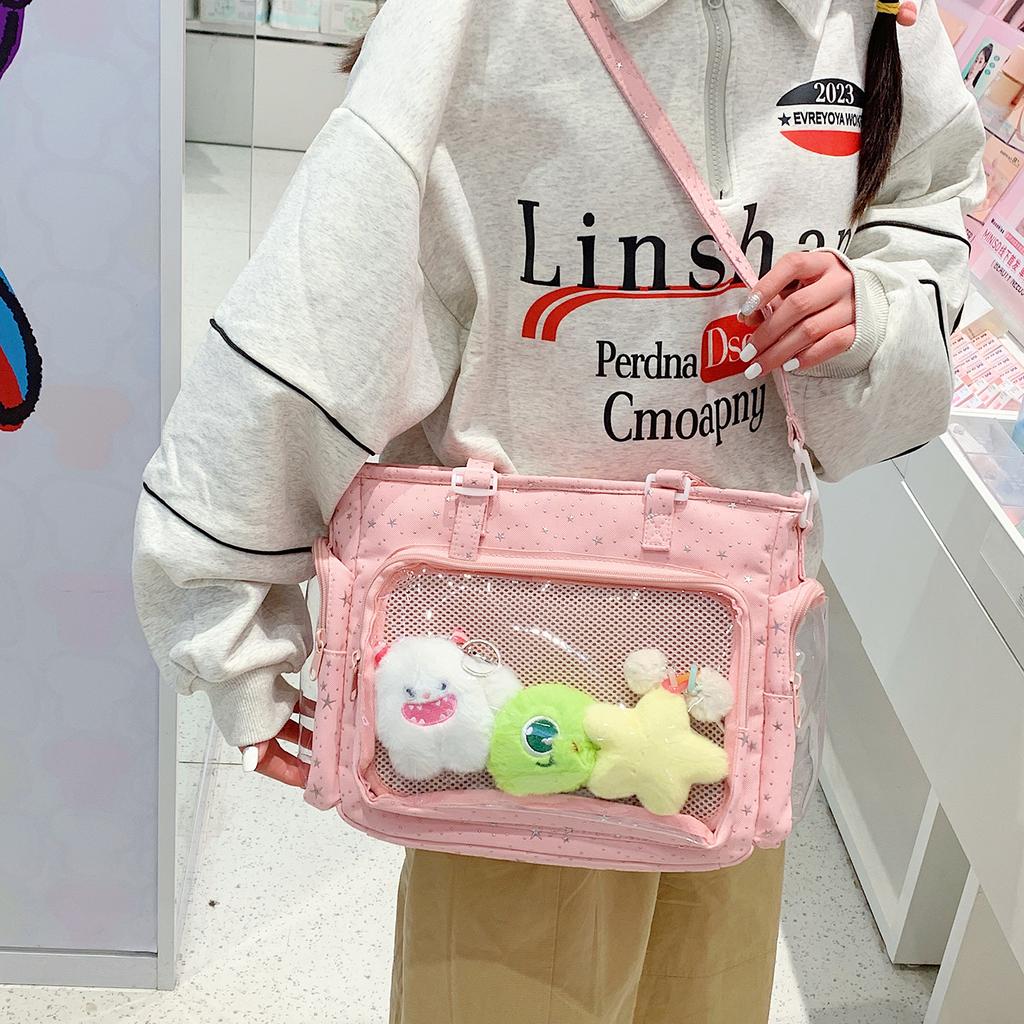 Schoolbag New Japanese Ins High Value Sweet Candy Color Girl Transparent Bar Pain Bag Light Shoulder Bag Messenger Bag