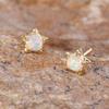 Five-pointed Star White Fire Opal Small Stud Earrings for Women Fashion Gold Color Wedding Jewelry